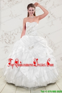 New Style Beading and Ruffles 2015 Quinceanera Dresses in White