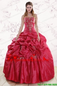 New Style Strapless Hot Pink Quinceanera Dresses with Embroidery