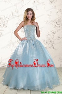 Perfect 2015 Beading Sweet 15 Dresses with Strapless