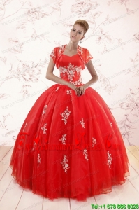 2015 Popular Ball Gown Sweetheart Appliques Quinceanera Dresses