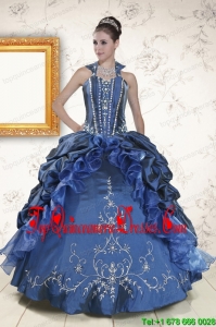 Cheap Sweetheart Navy Blue Quinceanera Dresses with Beading