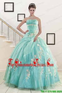 Puffy Blue Quinceanera Dresses with Appliques for 2015