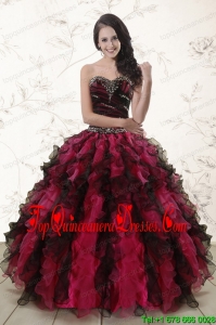 Puffy Multi Color 2015 Quinceanera Dresses with Sweetheart