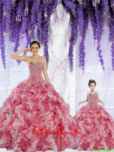 Beautiful Organza Beading and Ruffles Rust Red Princesita Dress