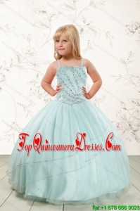 Luxurious Beading and Ruffles Little Girl Pageant Dress in Aqua Blue