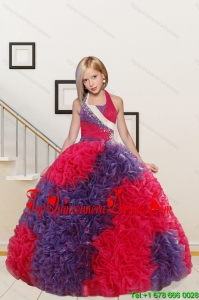 New Arrival Straps Ball Gown Multi Color Flower Girl Dress with Beading and Ruffles