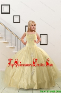 On Sales Appliques Light Yellow Little Girl Dress for 2015