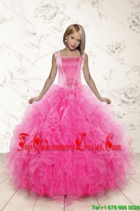 2015 Most Popular Beading and Ruffles Little Girl Pageant Dress in Pink