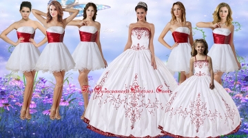 Elegant Wine Red and White Quinceanera Dress and Cute Spaghetti Straps Mini Quinceanera Dress and Cheap White Short Dama Dresses with Belt