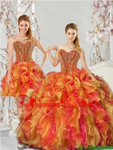 Detachable New Arrival Beading and Ruffles Quinceanera Dress Skirts in Multi-color