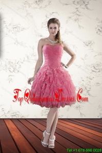 2015 New Style Strapless Dama Dresses with Beading and Ruffles