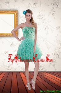 2015 Gorgeous Apple Green Dama Dresses with Appliques and Ruffles