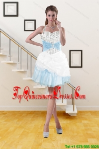 2015 Gorgeous Halter Top Dama dress with Pick Ups and Beading