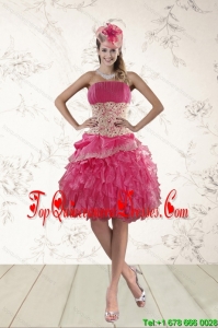 2015 Gorgeous Strapless Dama Dresses with Appliques and Ruffles