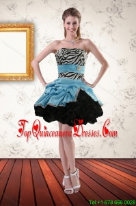 Gorgeous Zebra Printed Strapless Dama Dress with Ruffles and Pick Ups