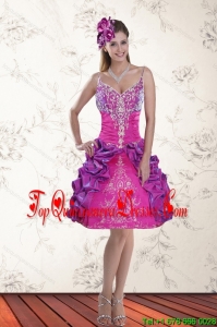 2015 Gorgeous Ball Gown Straps Multi Color Dama Dresses with Embroidery