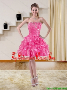 2015 Gorgeousl Beaded Strapless Dama Dresses with Ruffles