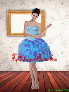 2015 Sweetheart Layers Short Quinceanera Dama Dresses in Multi Color with Beading and Ruffles