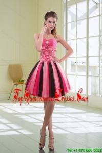 Gorgeous Multi Color Beaded Sweetheart Dama Dresses with Ruffles