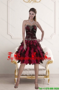 Gorgeous Sweetheart Multi Color Dama Dress with Ruffles and Beading