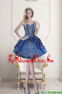 Gorgeous Sweetheart Blue Embroidery and Beading Dama Dresses for 2015