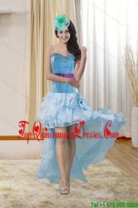High Low Sweetheart Quinceanera Dama Dresses with Ruffles and Beading
