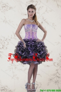 New Strapless Multi Color Quinceanera Dama Dresses with Ruffles and Appliqeues