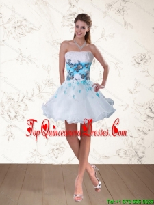 Strapless Multi Color Quinceanera Dama Dresses with Embroidery and Beading