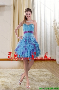 Sweetheart 2015 Quinceanera Dama Dresses with Ruffles and Beading