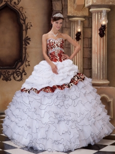 Multi-color Quinceanera Dress Leopard Ruffles Rhinestone