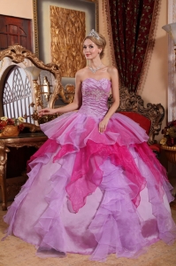 Lavender and Hot Pink Quinceanera Dress Sweetheart 2014