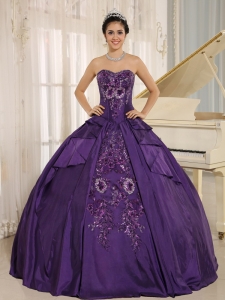 Eggplant Purple Embroidery Quinceanera Dress Sweetheart