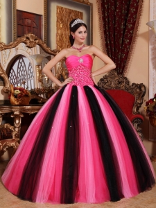 Multi-colored Quinceanera Dress Sweetheart Tulle Beading For 2014