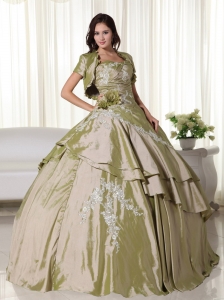 Ball Gown Strapless Floor-length Quinceanera Dress Olive Green