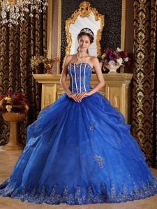 Royal Blue Quinceanera Dress Sweetheart Applique Ball Gown