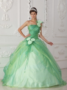 Apple Green One Shoulder Sweet 16 Dress with Beading