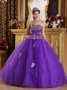 Purple Quinceanera Dress Ball Gown Sweetheart Appliques