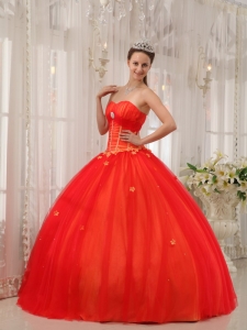 Red Sweet 16 Dress Appliques Ball Gown for Quinceaneras