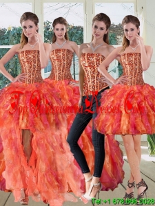 Detachable Strapless Multi Color Dress for Quinceanera with Beading and Ruffles