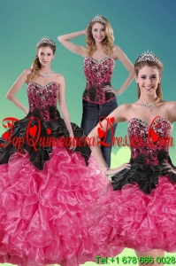 2015 Detachable Multi Color Quince Dresses with Beading and Ruffles