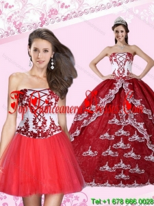Luxurious 2015 Appliques Strapless Quinceanera Dress in Multi Color