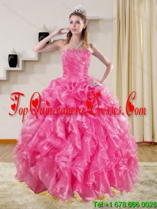 Luxurious Hot Pink Quinceanera Dresses with Beading and Ruffles for 2015
