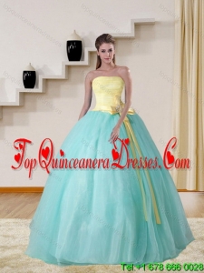 Fashionable Strapless Multi Color 2015 Elegant Quinceanera Gown with Bowknot