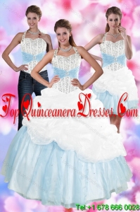 Modern 2015 Multi Color Quince Dresses with Pick Ups and Beading