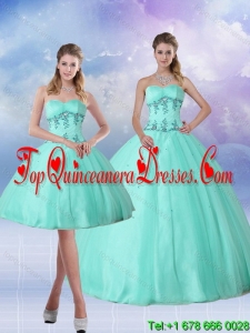 Modern Apple Green Quince Dress with Appliques and Beading