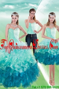 2015 Modest Ruffles Quinceanera Dresses in Multi Color