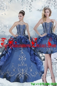Modern Embroidery and Beading Blue Quince Dresses for 2015