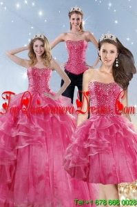 Modern Pink Quinceanera Dresses with Beading and Ruffles for 2015