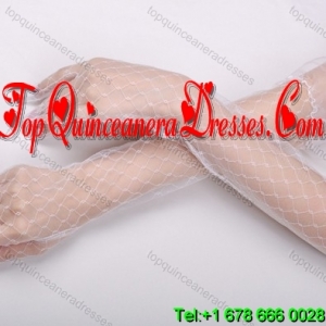 Transparent Voile Fingertips Opera Length Bridal Gloves