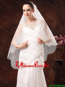 One-Tier Embroidery Tulle Graceful Wedding Veils